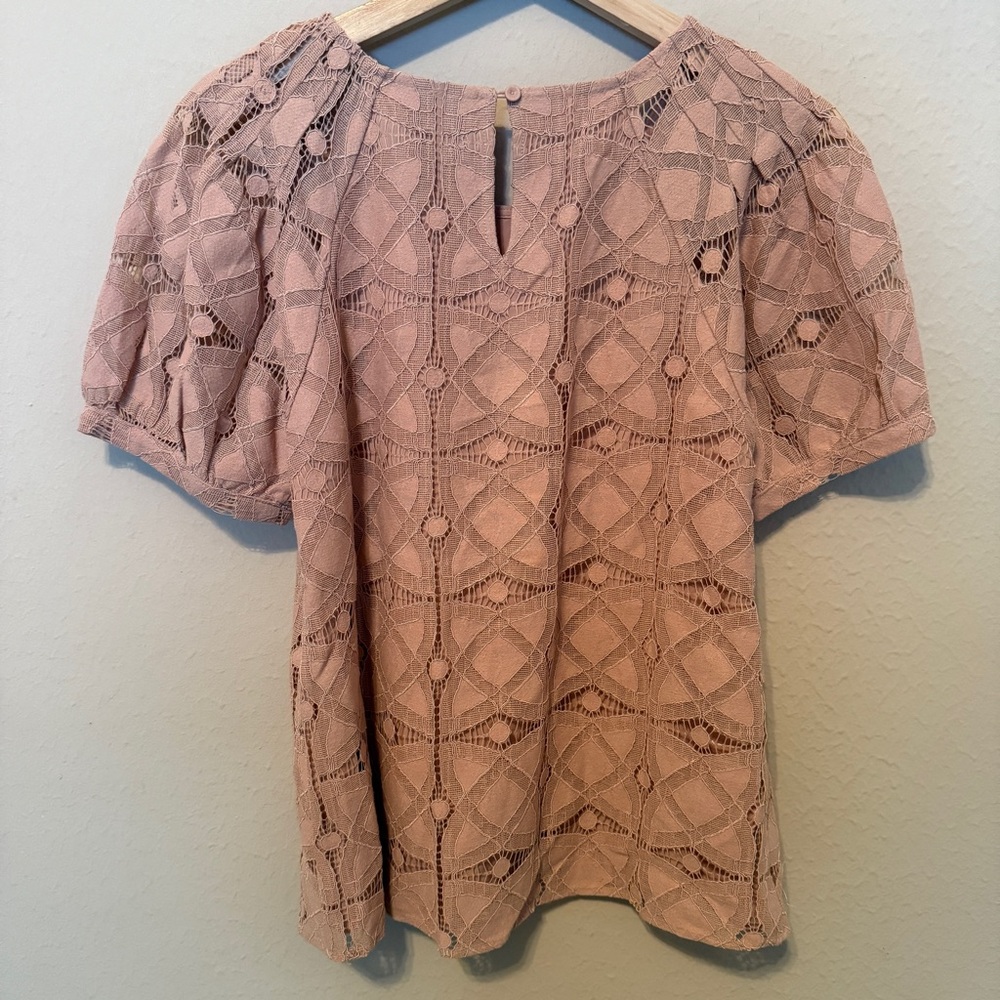 NWT MAEVE Anthropologie Top Women’s Small Short Sleeve Lace Summer Elegant - Picture 2 of 9